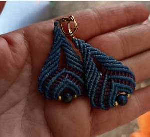 Pendientes Colgantes Bohemios Étnicos Tribales de Macramé Hechos a Mano con Gota de Agua Azul, Cuentas de Piedra Natural, Certificación IGI, Joyería de Moda para Mujer - Product Image 3