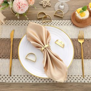 Porte-serviettes de luxe en métal doré mat avec anneau en D, anti-roulement, à fond plat, pour restaurants haut de gamme et fêtes de Noël - Product Image 5
