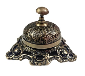 Retro Hand-Pressed Reception <b>Bell</b> Decorative Floral Engraved Metal <b>Service</b> Call <b>Bell</b> - Product Image 1