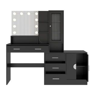 <b>Large</b> LED Light Vanity <b>Desk</b> with 10 Bulbs Makeup Table with Charging Station Elegant Vanity Mirror - Product Image 6