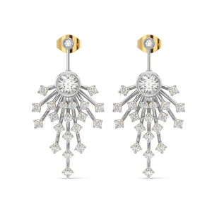Boucles d'oreilles de luxe plaquées or 18 carats avec diamants, motif étoile, taille brillant rond, bijoux de mariage pour femme - Product Image 2