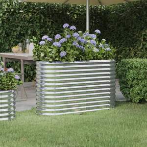 Macetas y jardineras elevadas de acero plateado con recubrimiento en polvo, grandes y duraderas - Product Image 1