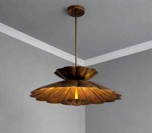 Brass Handmade Flower Pendant <b>Light</b> Modern Petal <b>Ceiling</b> Fixture for luxury looking Home Decor Large Bedroom - Product Image 3