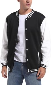 Chaqueta Deportiva David para Hombre, Negra, Estilo Universitario, Corte Regular, Cuello Alto, Cierre de Botones, Color Sólido, Uso Casual - Product Image 2