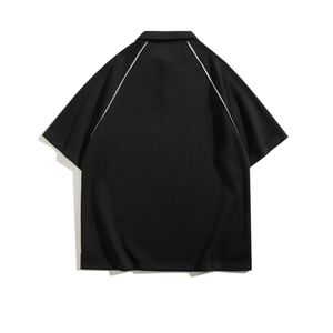 Polo de Manga Corta Negro para Hombre, Color Sólido, Hombros Caídos, Estilo Oversize, Camisetas Polo Modernas con Diseño Personalizado - Product Image 2