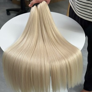 ผมตรงสีบลอนด์ประกายเทาแบบเป็นมัด สีพีอาโน ดับเบิ้ลดรอว์น ผมเวอร์จินแท้จากเวียดนาม สำหรับถักเปีย ขายส่ง - Product Image 2
