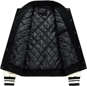 High Quality Custom Wool Men's Baseball Letterman Varsity <b>Jacket</b> with <b>Leather</b> Sleeves & Embroidered Patches - Product Image 4