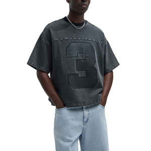 T-shirt surdimensionné vintage délavé personnalisé pour homme, avec motif numérique, épaules tombantes, coupe carrée, style streetwear, marque privée - Product Image 1