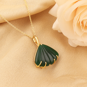 Collar con Colgante Ajustable de Piedras Preciosas Naturales (Calcedonia, Ónix, Ágata, Amatista) Talladas a Mano en Forma de Concha, Bañado en Oro de 18k, para Fiesta - Product Image 5