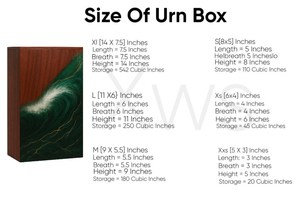 Handcrafted Resin & Walnut Wood Cremation Urn Artistic Wave Design for human medium size 9x5.5 urn <b>box</b> - Product Image 6