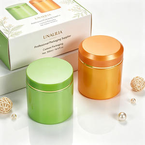 500ML Green Orange PET Straight-Sided Round <b>Jar</b> - 16.9 oz <b>Plastic</b> Container for Body Butter Cream Hair Cosmetic Packaging - Product Image 1