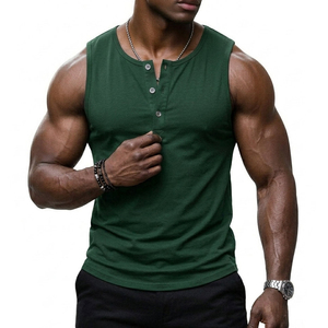 Men's Sleeveless Henley Tank <b>Top</b> Fashion Streetwear Stylish Casual Wear Wholesale Price OEM Customizable Brand Tank <b>Tops</b> For Men - Product Image 5
