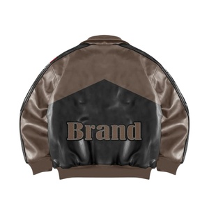 Veste de motard en cuir véritable avec logo personnalisé, coupe-vent, respirante, streetwear, lettreman, polaire, broderie, patch en cuir véritable, hiver - Product Image 5