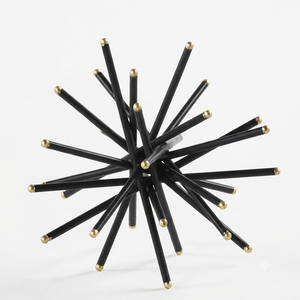 Escultura de Erizo de Metal Negro Hecha a Mano, Estilo Sputnik, con Puntas Doradas, Decoración Geométrica para Mesa, Arte Industrial Moderno, Centro de Mesa para Sala de Estar - Product Image 1