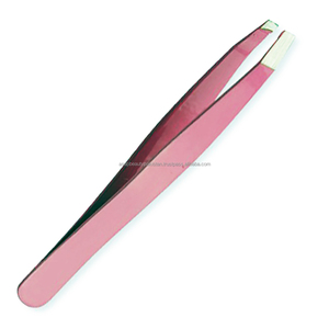 Pinzas Mini Inclinadas ASAP para Cejas y Rostro, Pinzas para Extensión de Pestañas de Acero Inoxidable, Artículo Popular, Punta Puntiaguda Rosa Neón Verde, 1 Unidad - Product Image 1