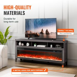 Industrial Style 80\" Fireplace TV Stand with 60\" Media Storage Corner Storage Drawers Cabinets TV <b>Console</b> Table - Product Image 3