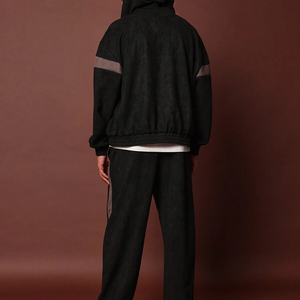 Survêtements d'hiver élégants et coupe-vent pour hommes, ensembles deux pièces en polyester/coton avec fermeture élastique pour l'entraînement en extérieur - Product Image 3