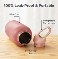 Bouteille d'eau élégante en acier inoxydable de 18 oz, 25 oz, 32 oz, à ouverture moyenne, à double paroi, isolée sous vide, anti-fuite, réutilisable, gourde de sport