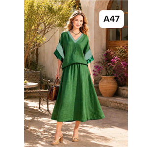 Robes de 75 cm de longueur, style chic, coupe trapèze, en lin et soie, pour le bureau, du Vietnam, 23 cm, pour soirée, fête, café et travail. - Product Image 2