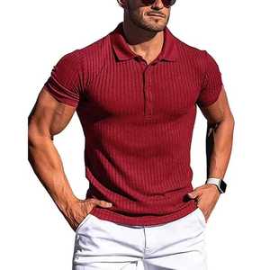 T-shirt en coton tricoté uni à manches courtes pour homme, décontracté, respirant, coupe classique, gris, avec logo personnalisé sur le devant - Product Image 5