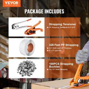 Kit di reggicalze per fascia in PP di lunghezza 100 di 328 ft, strumento di tenuta in metallo, strumento di tensionatura per Pallet 100% imballaggio per sigillatura in metallo - Product Image 2