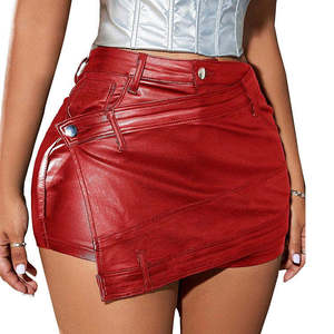 Falda lápiz de cuero de lujo para mujer, calidad premium, transpirable, con cordón de encaje, cintura natural, primavera - Product Image 1