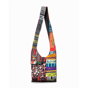 Bolso de Hombro Tipo Hobo con Parches de Rayas Tribales para Mujer - Product Image 1