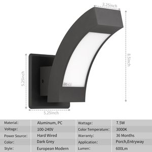 Applique da Esterno Moderna a LED in Alluminio, Impermeabile IP54 per Patio, Portico, Parete, Corridoio, Casa - Product Image 3
