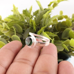 New Arrival Designer Green Tourmaline Gemstone Work <b>Ring</b> In 925 Sterling Silver Plated Channel Setting Jewellery For Women's - Product Image 3