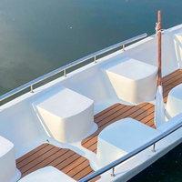 OMH K242 15 pieds, bateau à rames/moteur en bois composite durable à extrémités carrées, pour rivière, lac, loisirs, 450Lx125Wx41H cm, 6 personnes
