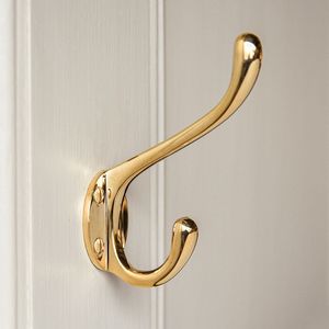 Durable Brass Wall Coat <b>Hook</b> for Jacket Hat <b>Towel</b> Hanging with Functional Home Organization and Storage Support - Product Image 1