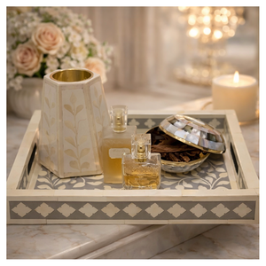 Ramadan Special Arabic Style Mother of Pearl Inlay Incense Bakhoor Burner Set with Tray for Home Decor <b>Pine</b> & Rose Scent Mubkhar - Product Image 6