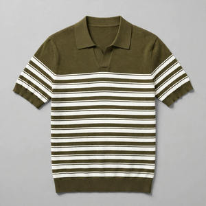 <b>Men's</b> Sleeve <b>Polo</b> <b>Shirt</b> Cotton Casual Breathable Solid Color RegulaMen's Olive <b>Green</b> Striped Short Sleeve Knitted <b>Polo</b> <b>Shirt</b> - Product Image 1