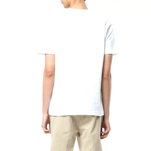 เสื้อยืดแขนสั้นผู้ชายสีขาวพิมพ์ลายหัวใจสีดำและตาสีฟ้าคอกลมลำลองทรงปกติผ้าฝ้ายเจอร์ซีย์ - Product Image 4