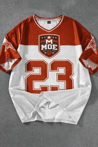 Maillot de football américain personnalisé, impression 3D sublimée, streetwear tendance, short de football, design brodé, maille, col en V, été - Product Image 3