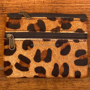 2024 nueva gran oferta de doble cremallera pelo en estampado Animal monedero de cuero genuino Mini Cartera de cuero de vaca occidental para mujer - Product Image 4