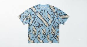 Camiseta de Manga Corta con Cuello Redondo y Bordado Floral en Azul Claro para Hombre, Estilo Urbano - Product Image 1