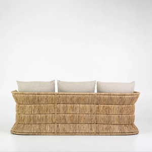 Canapé de jardin 3 places Inaya au design moderne, en aluminium et rotin tressé, écologique, résistant aux UV, avec coussins imperméables, non pliable - Product Image 3