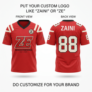 Premium 220 GSM Bird Eye Mesh Polyester Football Jersey <b>Red</b> White Shoulder Panels Custom Sublimation Logo OEM - Product Image 1