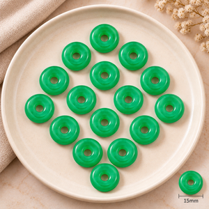 Pendentif en chalcédoine verte chrysoprase lisse en forme de donut de 15 mm, pierre précieuse facettée pour la fabrication de bijoux, guérison par les cristaux, énergie Reiki, collier - Product Image 4