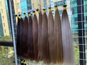Extensions de cheveux humains vierges vietnamiens 100% soyeux et ondulés naturels, double trame machine, en vrac, sur mesure, toutes couleurs - Product Image 4