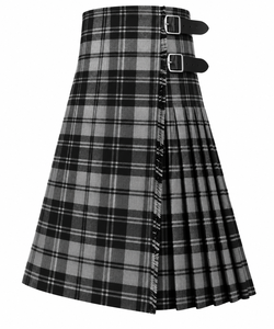 Global Fashion 2026 <b>Men's</b> Polyviscose Tartan <b>Kilt</b> Pleated High Waist <b>Black</b> Gray Plaid Pattern - Product Image 5