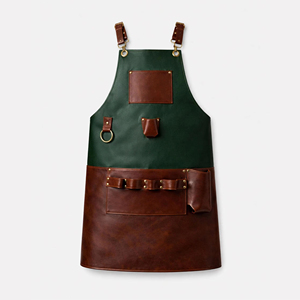Adjustable Leather <b>Apron</b> with Multiple Pockets for Chef Barista <b>BBQ</b> Grill Premium Quality Bulk Wholesale Supplier LPN-0255 - Product Image 1