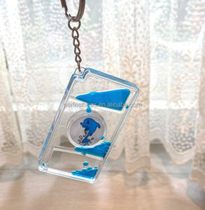 Multicolor Acrylic Motion Bubble Liquid Timer Floating UV Printed Funny Keychain - Product Image 4