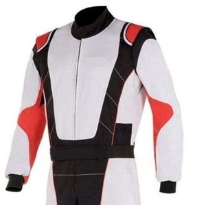 Men's Full Sleeve Motorcycle Racing Suit White Black <b>Red</b> Blocked Lightweight Breathable Flame-Retardant Quick Dry All Seasons - Product Image 1