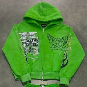 Conjuntos de Sudadera con Capucha y Pantalones de Chándal Personalizados de Algodón Grueso de Invierno, Unisex, de Corte Regular, Color Liso, Casuales, Ecológicos, con Estampado Puff y Efecto Ácido - Product Image 3