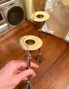Custom Shiny <b>Silver</b> Cone Shape Handmade Brass Embossed Logo Personalized Durable Candle Stand & <b>Candlestick</b> Holder Home Decor UO - Product Image 2