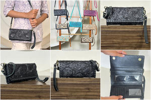 Bolso de Hombro de Cuero Genuino de Alta Calidad para Mujer, Cartera Cruzada Pequeña de Gran Capacidad, Hecha a Mano con Cuero de Vaca, Tipo Trifold - Product Image 3