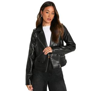 Veste de moto en cuir de vache véritable pour femmes, imperméable, respirante, tricotée avec décoration de logo personnalisé pour l'hiver - Product Image 1