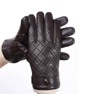 Gants tactiles en cuir beige à doigts entiers avec détection d'aiguille, poignets fendus, paume à grain doux, doublure en cachemire - Usage quotidien décontracté - Product Image 2